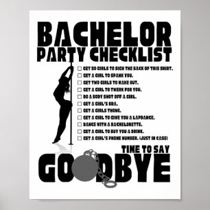 Poster Liste de contrôle de la fête de baccalauréat Gag d