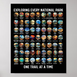 Poster Liste de contrôle de tous les parcs nationaux Buck