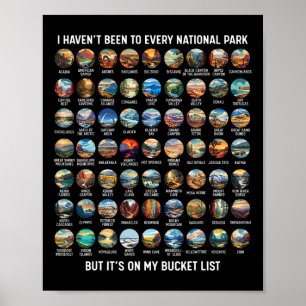 Poster Liste de contrôle de tous les parcs nationaux des