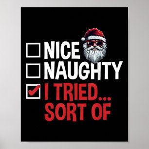 Poster Liste de naughty or nice du Père Noël de Noël j'ai