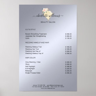 Poster Liste de prix d'affiche de fleurs de diamant moder