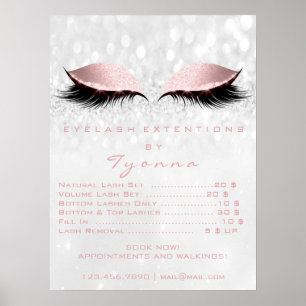 Poster Liste de prix de l'extension de cils Maquillage Gr