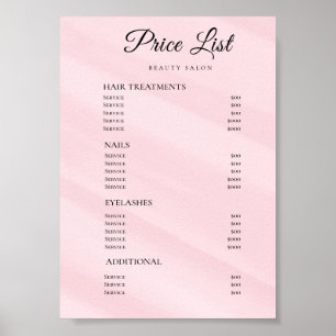 Poster Liste de Prix de Salon de Beauté Élégant Moderne