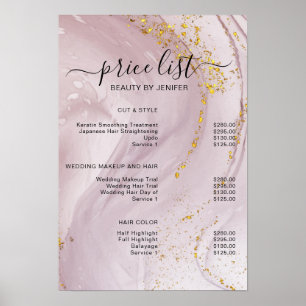 Poster Liste de prix de salon de beauté élégant moderne