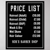 Poster Liste de prix du bar