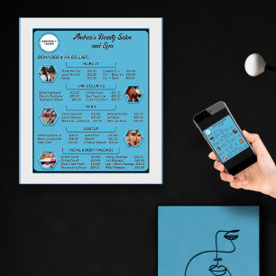 Poster Liste de prix du logo et des photos du salon bleu 