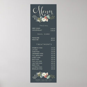 Poster Liste de prix du menu de la beautician du spa en s