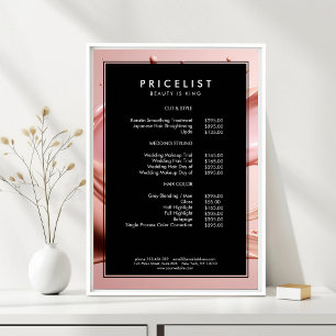 Poster Liste de prix du Salon de beauté Blush Pink