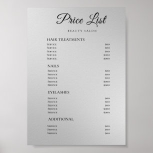 Poster Liste de prix du salon de beauté élégant moderne