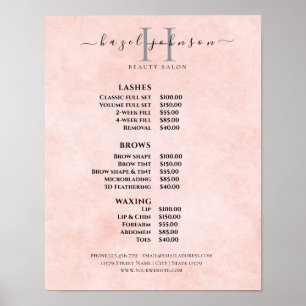 Poster Liste de prix du salon de beauté moderne élégant