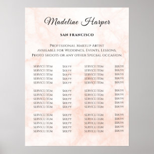 Poster Liste de prix du salon de beauté Vintage