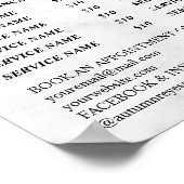 Poster Liste de prix du salon de beauté Vintage (Coin)