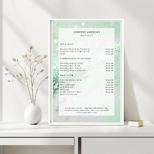 Poster Liste de prix du salon de glitter moderne