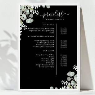 Poster Liste de prix du salon de verdure