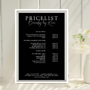 Poster Liste de prix du salon élégant minimaliste blanc e