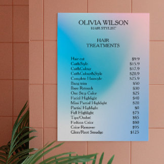 Poster Liste de prix Hologramme Iridescente Design Nail T