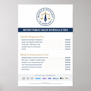 Poster Liste de prix personnalisée pour les frais de nota