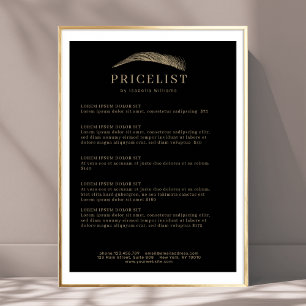 Poster Liste de Prix Salon de Sourcils Élégant Minimalist