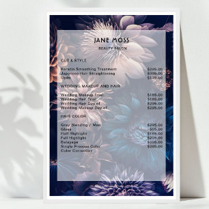 Poster Liste de prix Salon Floral Boho Moderne