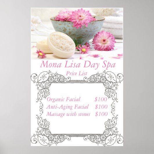 Poster Liste de prix Spa (Devant)