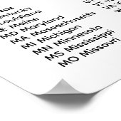 Poster Liste des 50 États (Coin)