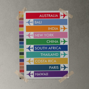 Poster Liste des compartiments de voyage colorés