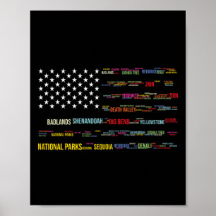 Poster Liste des parcs nationaux américains Nuage de mots