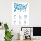 Poster Liste des parcs nationaux des États-Unis (Bureau à domicile)