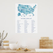 Poster Liste des parcs nationaux des États-Unis (Cuisine)