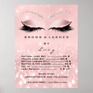 Poster Liste des prix du Rose de parties scintillant de m