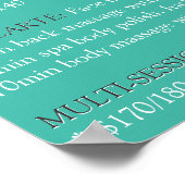 Poster Liste des services de massage BLUE (Coin)