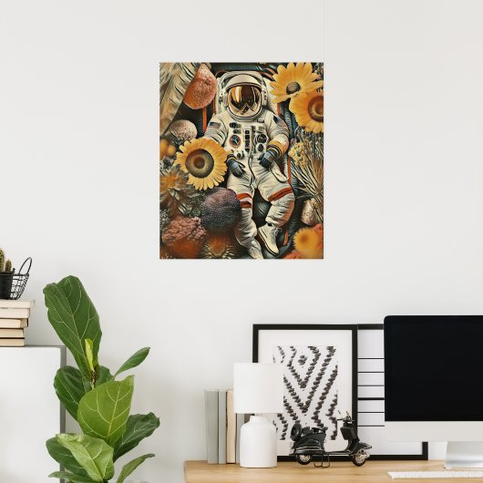 Poster Lit de fleurs d'astronaute Art numérique (Bureau à domicile)
