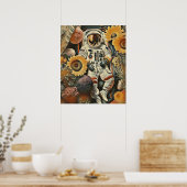 Poster Lit de fleurs d'astronaute Art numérique (Cuisine)