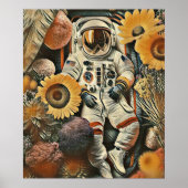 Poster Lit de fleurs d'astronaute Art numérique (Devant)
