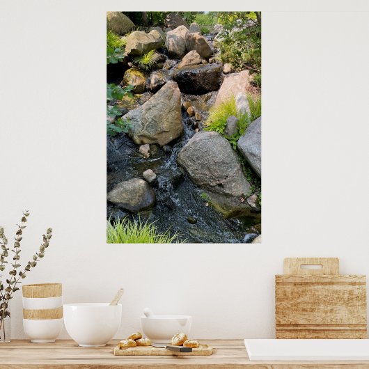 Poster Lit de pierre | cascade | verdure forestière (Cuisine)