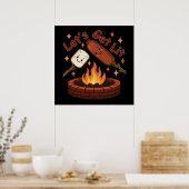 Poster Lit Firepit - mignon Marshmallow & Hot Dog (Cuisine)