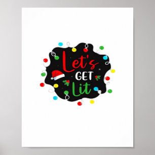 Poster Lit Noël Lumière Boire Père Noël Esse