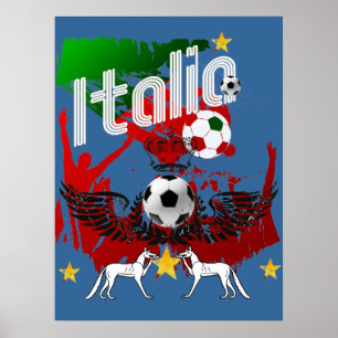 Poster L'Italie évente la fan de sports de fla d'Azzurri