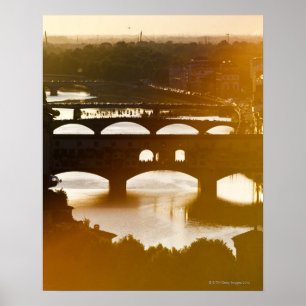 Poster L'Italie, Florence, le Ponte Vecchio et le fleuve