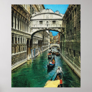 Poster L'Italie vintage, Venise, pont des soupirs