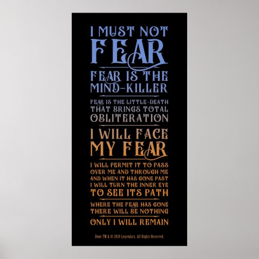 Poster Litany Against Fear Dune 2021 (Devant)