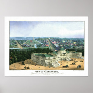 Poster Lithographie couleur 1852 - Vue de Washington
