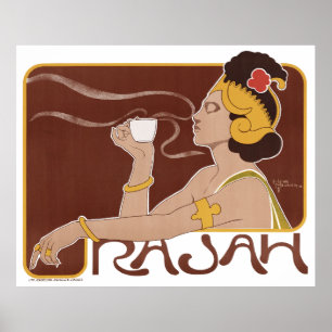 Poster Lithographie couleur sur le café Rajah