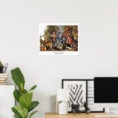 Poster Lithographie de Currier & Ives : Camping dans les  (Bureau à domicile)