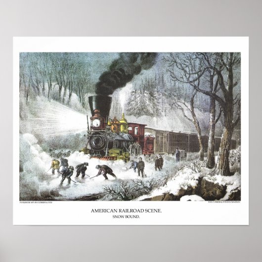 Poster Lithographie de Currier & Ives : La scène ferrovia (Devant)