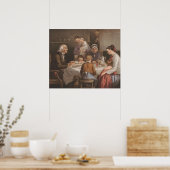 Poster Lithographie de prière pour dîner en famille vinta (Cuisine)