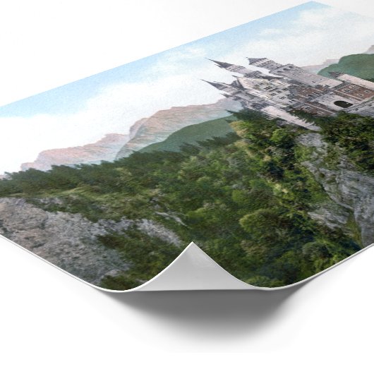 Poster Lithographie du château de Neuschwanstein (Coin)