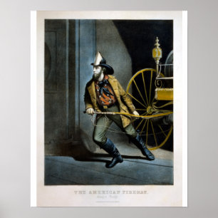 Poster Lithographie urrier & Ives - American Fireman Alwa