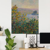 Poster Lits de fleurs à Vetheuil par Claude Monet (Bureau à domicile)