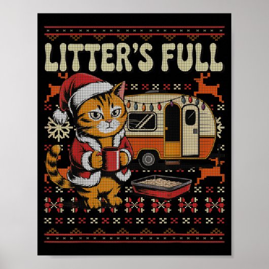Poster Litter’s Full Cat Parody Cat Owner Christmas Ugly  (Devant)